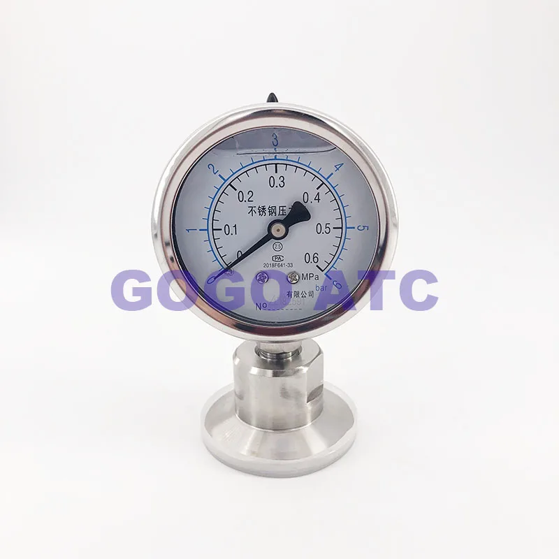 Sanitary stainless steel 304 YTP60BF Diaphragm pressure gauge clamp chuck type shockproof pressure gauge Quick clamp manometer