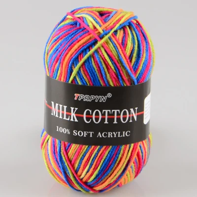 17 blue yellow pink TPRPYN 1 шт. = 50 г вязание крючком молочный мягкий детский хлопок шерсть пряжа ручной вязки пряжа DIY ремесло вязаный свитер шарф шапка - Цвет: 17 blue yellow pink