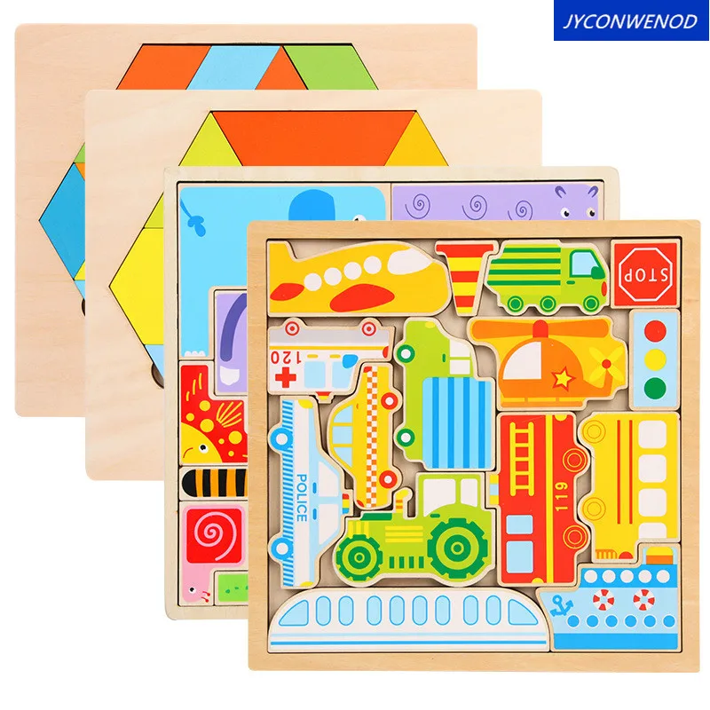 

Wooden toy child Early education puzzle toy parent-child interaction toy animal cognition Traffic tool cognition shape cognition
