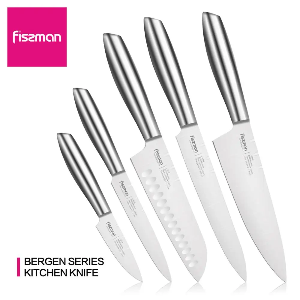 FISSMAN Bergen Series Stainless Steel Kitchen Knives-Peeling Paring Utility Santoku Knife