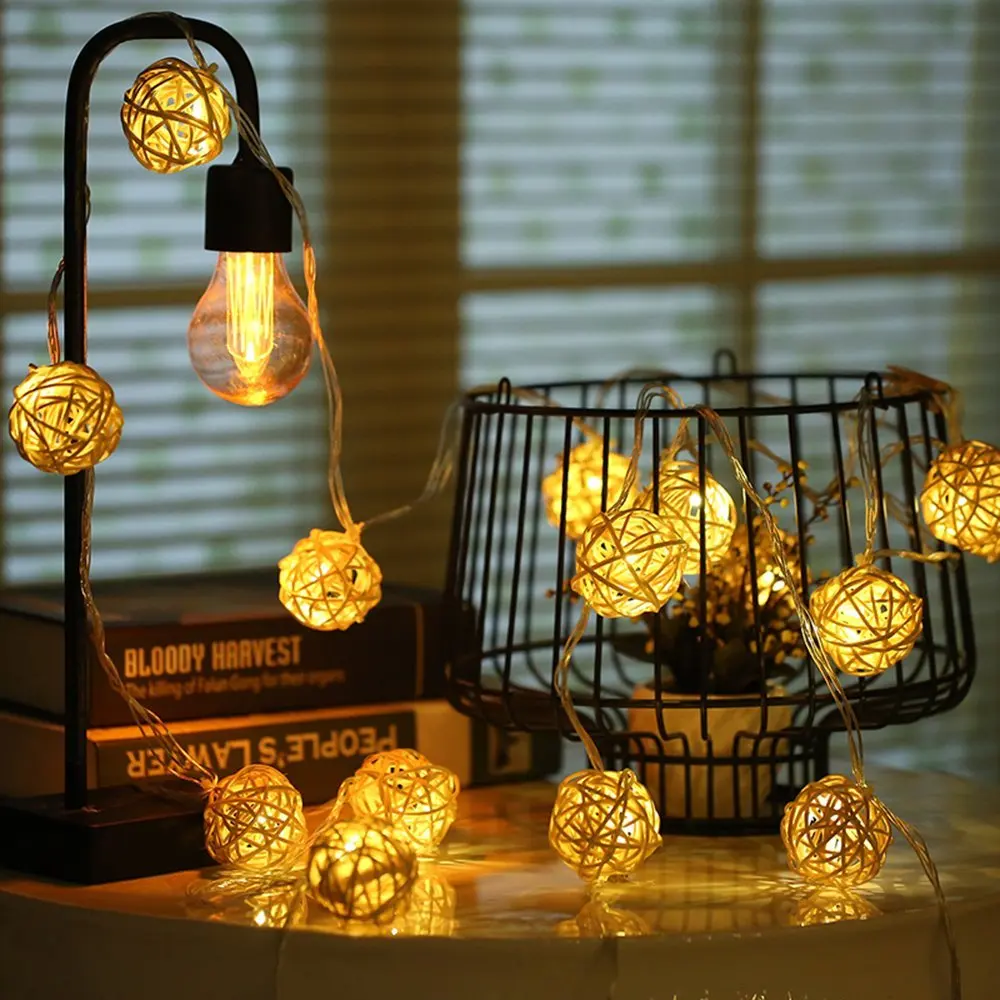 Osiden ротанга мяч Гирлянды светодиодные свет 5 м 20Led теплый белый фея света праздник света для партии Новогодние товары Свадебные украшения