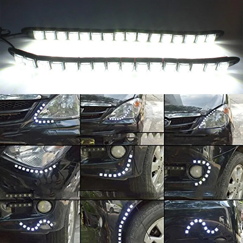MOOSEDi 2 полосы гибкий светодиодный DRL Дневной ходовой светильник