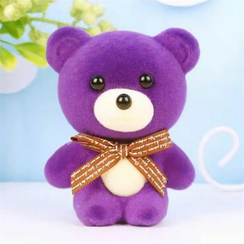 purple 10 шт. 10 см Креативный стиль пенопластовый плюшевый мишка мягкие животные детские игрушки свадебный мультяшный цветочный букет Рождественский подарок Акция - Цвет: purple