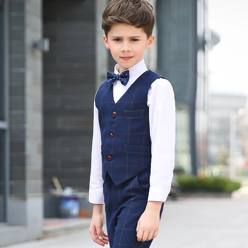 Flower Boys Formal School Suit for Weddings Child Blazer Shirt Vest Pants Tie 5pcs Tuxedo Kids Prom Party Dress Clothing Set | Детская