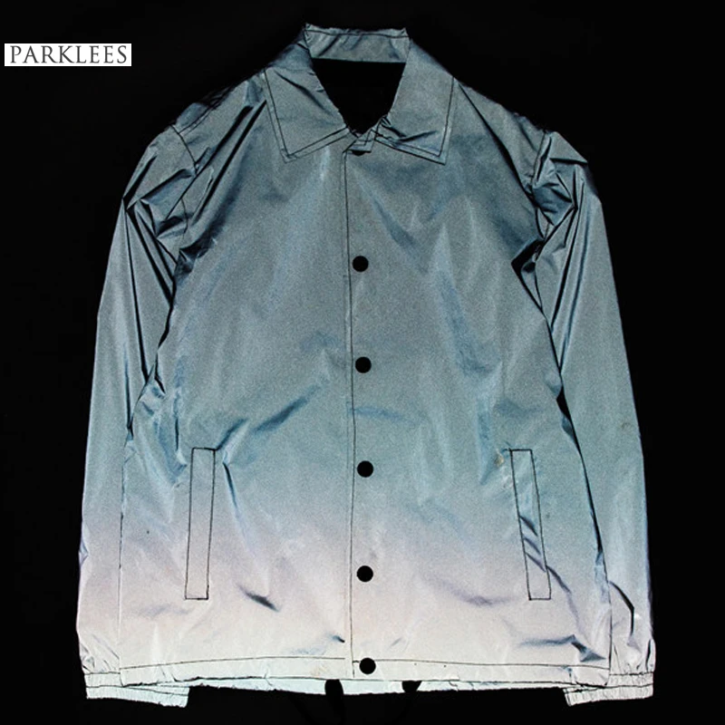 Куртка мужская Светоотражающая однотонная ветровка в европейском стиле модная