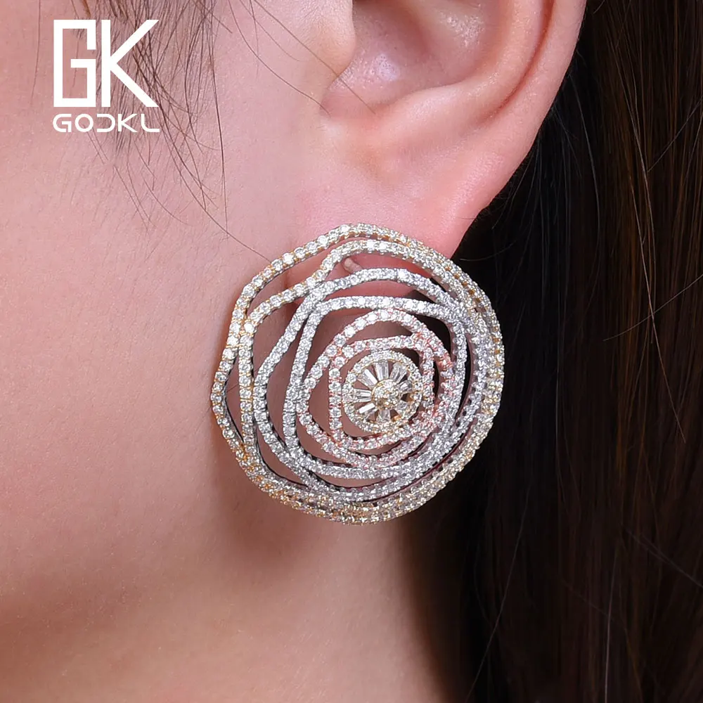 Женские свадебные серьги GODKI большие гвоздики в нигерийском стиле с