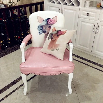 pink leather b Американский Одноместный стул для отдыха из твердой древесины в стиле ретро, европейский стиль, подлокотник, стул для кафе, обеденный стул, для учебы, спальни, компьютерное кресло - Цвет: pink leather b
