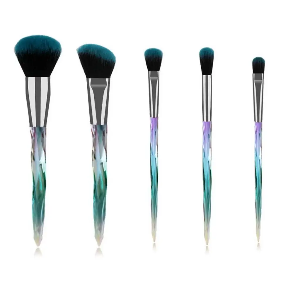 blue green 5pcs Модный набор кистей для макияжа, пудра, румяна, тени для век, консилер для губ, Кисть для макияжа, косметика, инструменты для красоты - Handle Color: blue green 5pcs