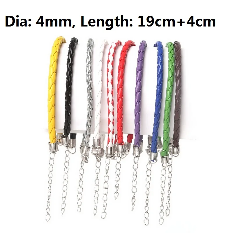 10 шт./лот разноцветные плетеные браслеты из коровьей кожи фурнитура для браслета