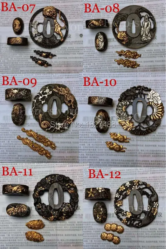 Высококачественный японский латунный меч KOSHIRAE аксессуары для катаны (TSUBA + FUCHI