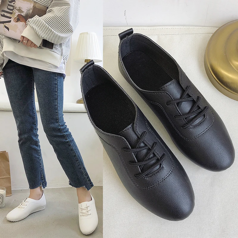 Весна Осень 2020 балетки на плоской подошве мягкие кожаные женские лоферы Chaussure Femme