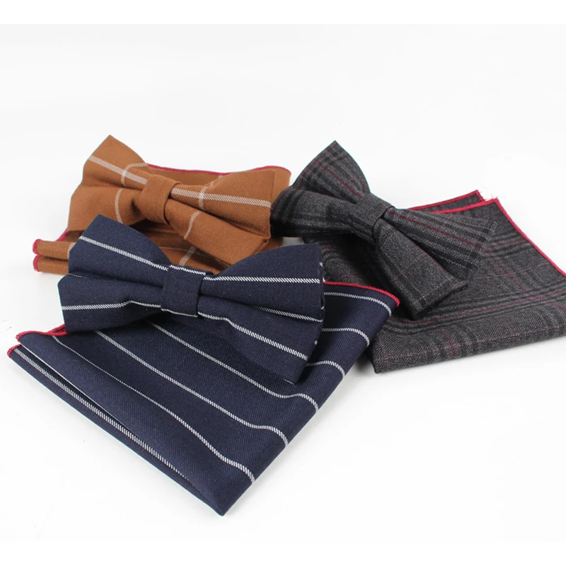 Мужские классические галстуки-бабочки двухслойные в полоску Подарочная коробка