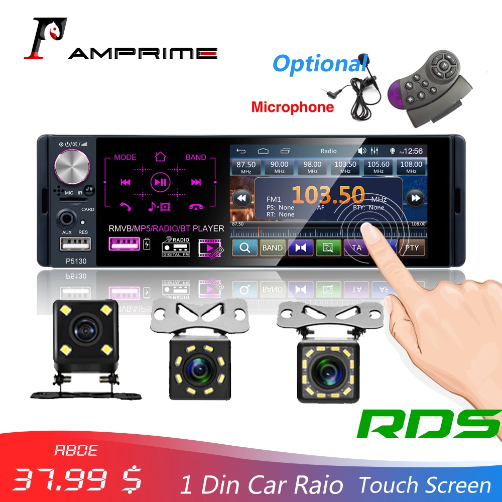 Автомагнитола AMPrime 1din 4 1 дюйма Bluetooth стерео мультимедийный плеер MP5 RDS Sd USB