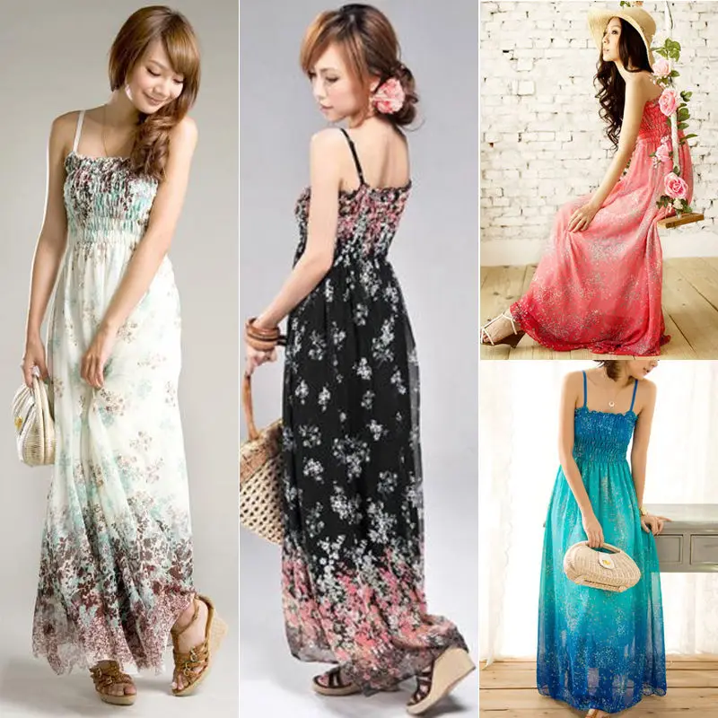 Летнее женское длинное пляжное платье в стиле бохо летнее шифоновое макси
