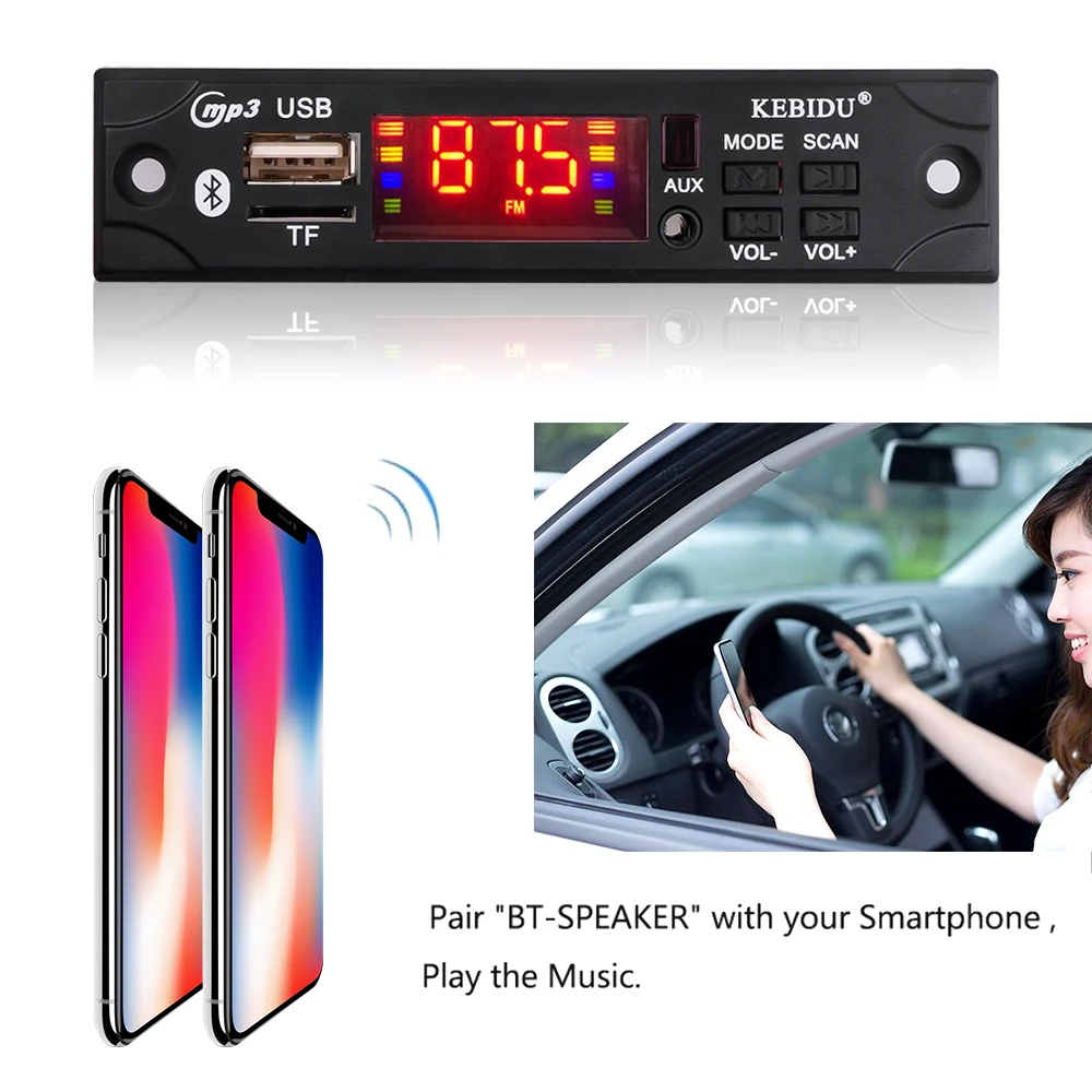 Автомобильный Bluetooth-декодер KEBIDU плата модуля MP3 WMA WAV AUX 3 5 мм аудиоплеер USB TF