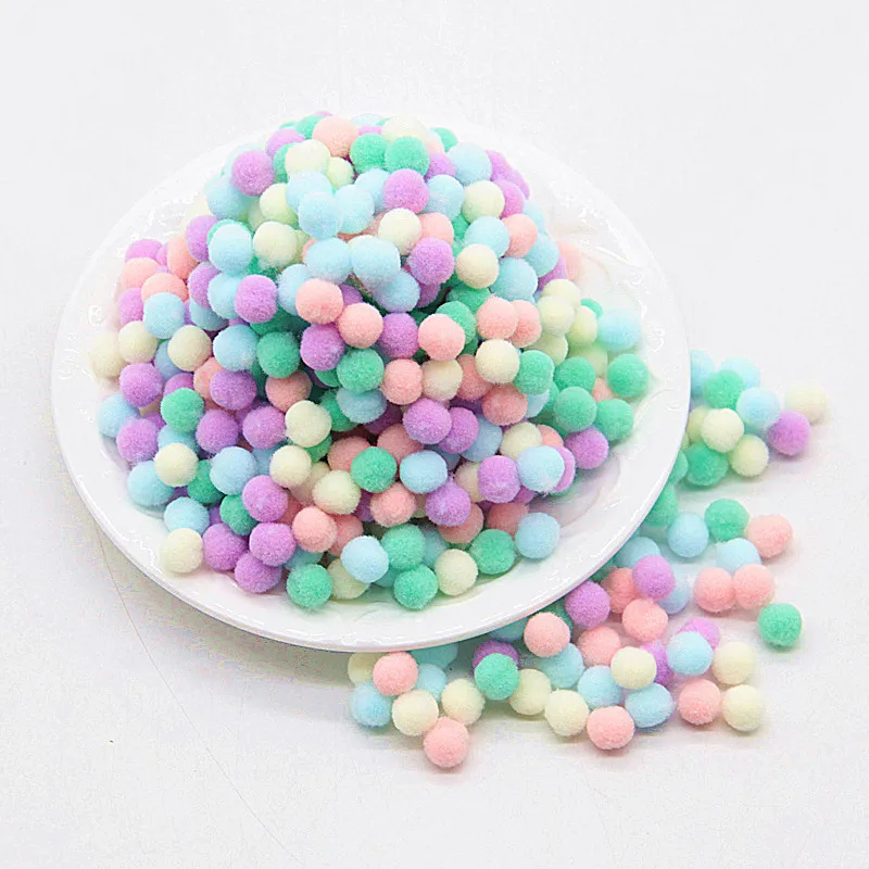 Мягкие шарики Помпоны 8 мм разноцветные для рукоделия детские игрушки шитья