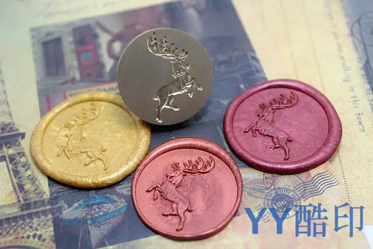Игра престолов воск печать металлическая головка с ручкой+ 100 шт воск, сделай сам для скрапбукинга, для воска печать Медная головка, Винтаж и высокое качество 30 см - Цвет: Baratheon Set