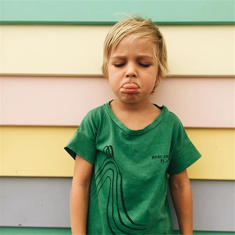 Детские летние футболки унисекс хлопковые топы с короткими рукавами и принтом