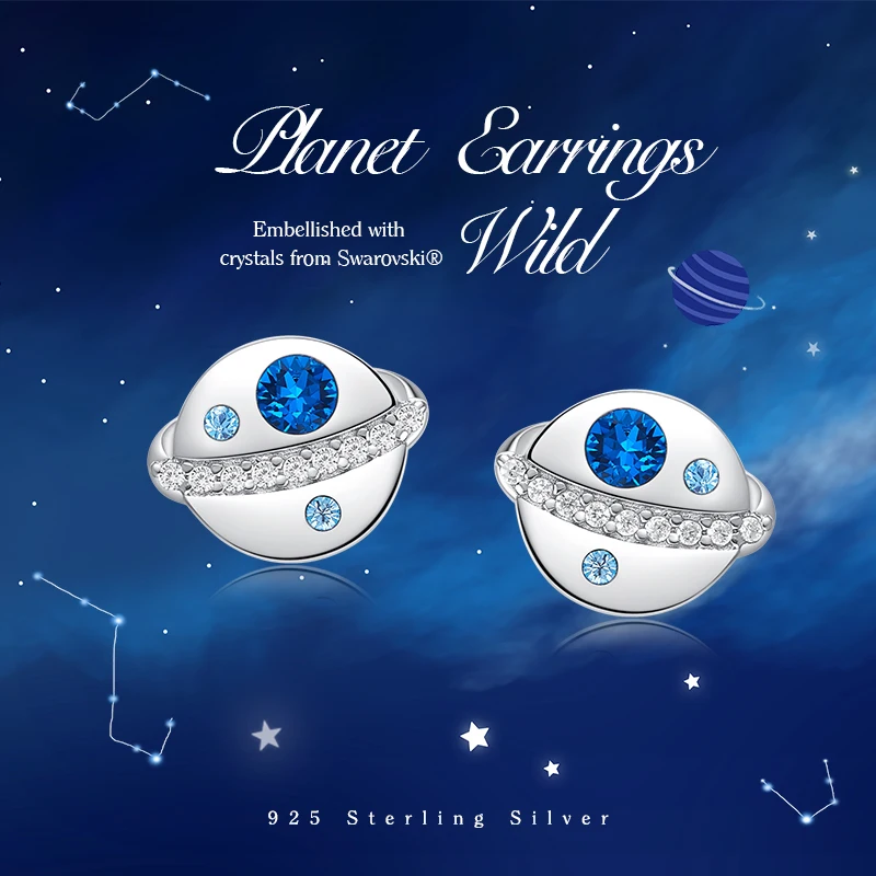 CDE серьги из стерлингового серебра 925 пробы, украшенные кристаллами от Swarovski серьги планета для женщин геометрический подарок ювелирных изделий