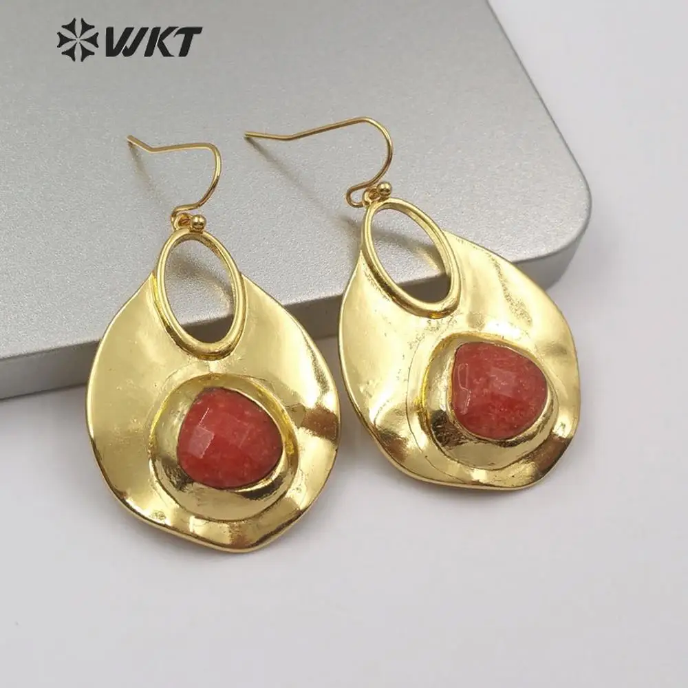 Серьги BOHO женские натуральные нефриты в форме слезы с драгоценными камнями