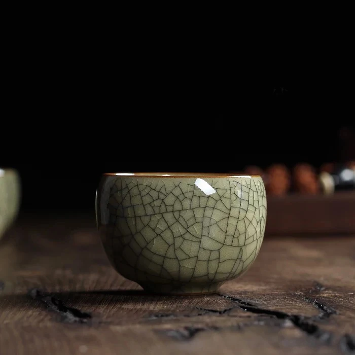 F NOOLIM, 2 шт., посуда для напитков, Longquan Celadon, китайский фарфор, керамика, китайский кунг-фу, чашка для чая, хрустящая глазурь, чайный набор, чаша - Цвет: F