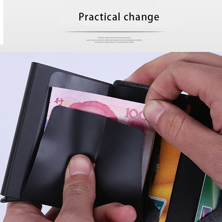 Высококачественный RFID Blocking Новое поступление металла кредитной держатель для Карт Двойная алюминиевая ремка для телефона кошелек автоматические всплывающие футляр для удостоверения личности