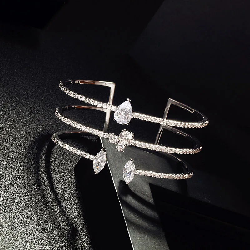 Браслет-манжета Женский с фианитом в форме маркизы | Украшения и аксессуары