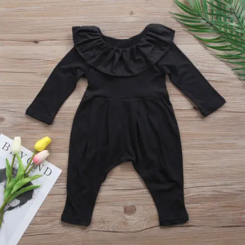 2017 Одежда для новорожденных девочек Комбинезон с оборками и длинными рукавами