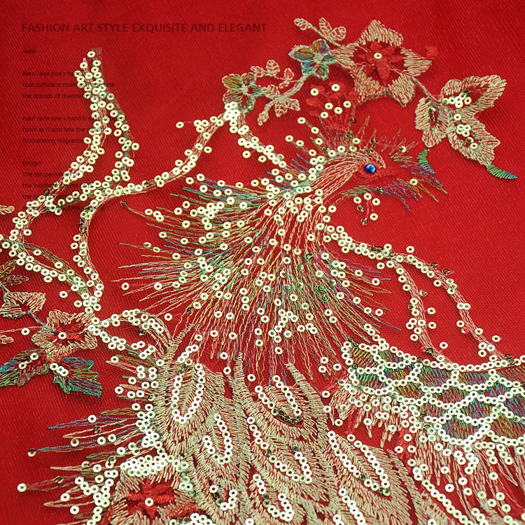 Ткань с вышивкой дракона и феникса большая аппликация нашивка Африканское