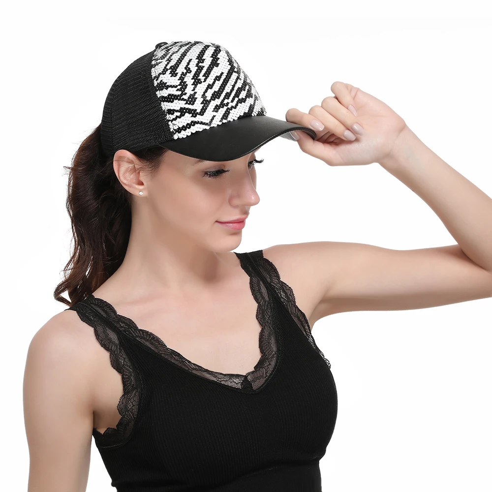 UK Женская и мужская блестящая бейсболки с блестками рисунком зебры Snapback Головные