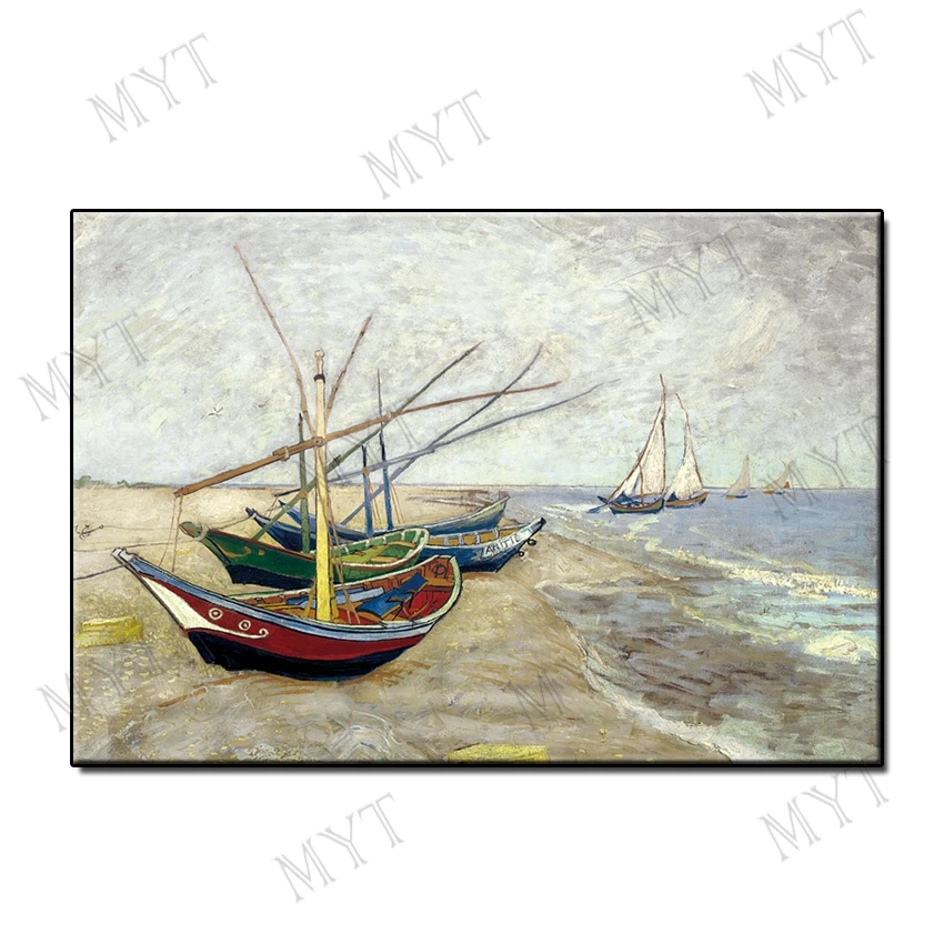

Hot sale Hand-painted abstract Oil Painting on canvas seaside boat scenery wall art pictures for Living Room home Decor unframed