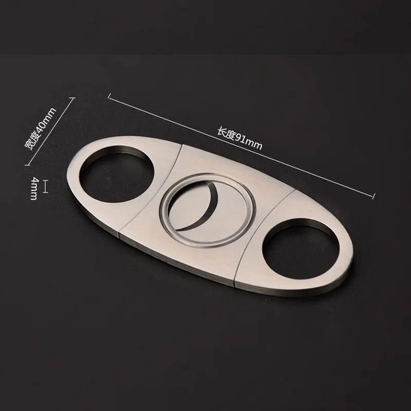 Серебристый карманный нож из нержавеющей стали с двумя лезвиями для резки сигар