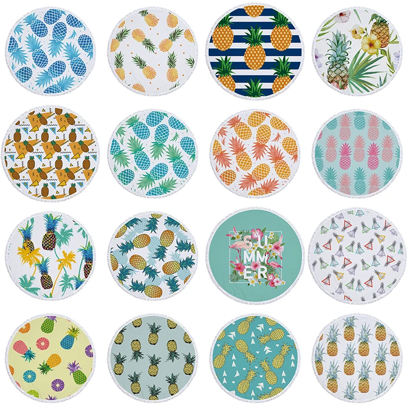 Monily ананас печать тропические фрукты круглый пляжное полотенце микрофибра