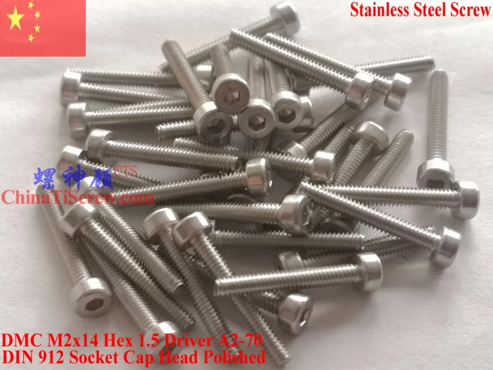 

DIN 912 Stainless Steel M2 screws M2x14 Hex 1.5 Driver A2-70 Polished ROHS 100 pcs QCTI Screw