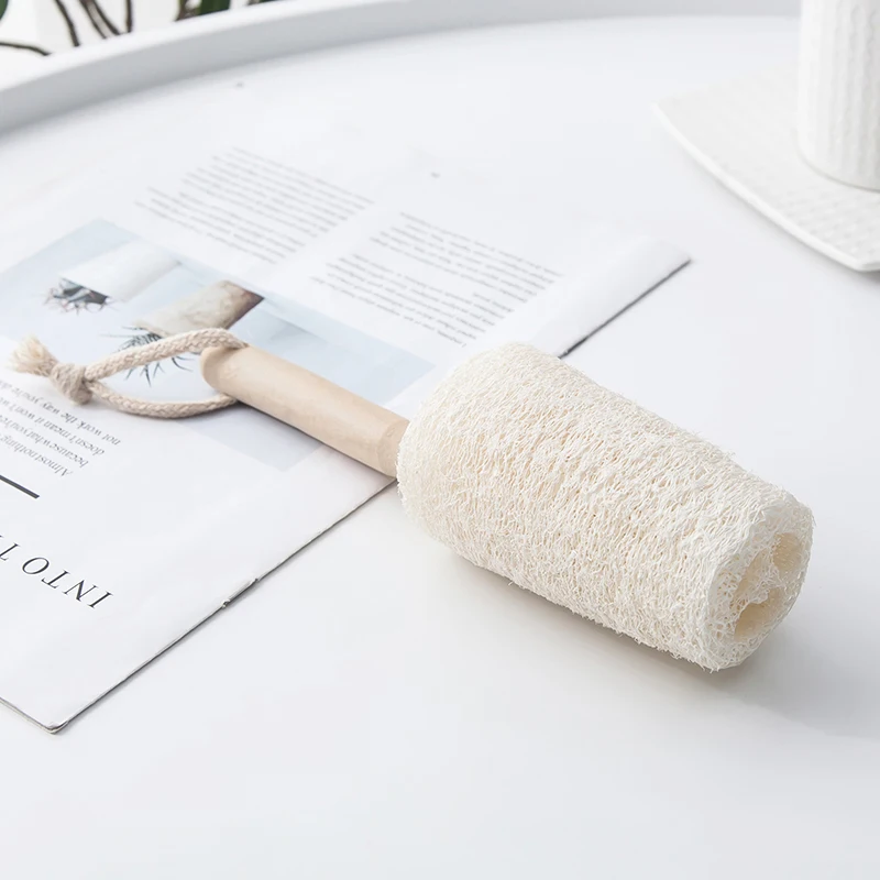 Wood handle hangable natural loofah cup brush cleaning 21.5*6cm | Дом и сад