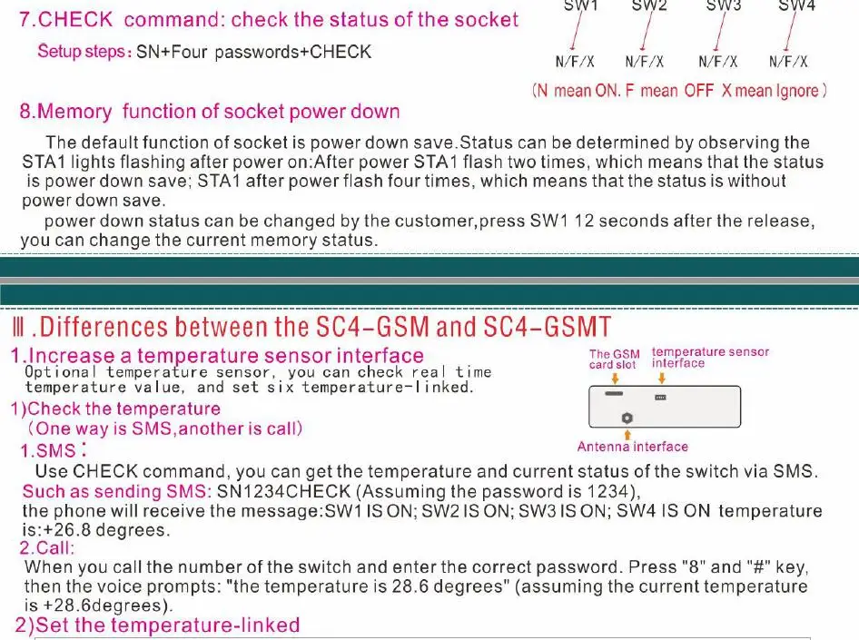 SC4 GSM SMS беспроводной 4 розетки умный Переключатель Разъем питания модуль контроллер y датчик температуры дополнительно 10A