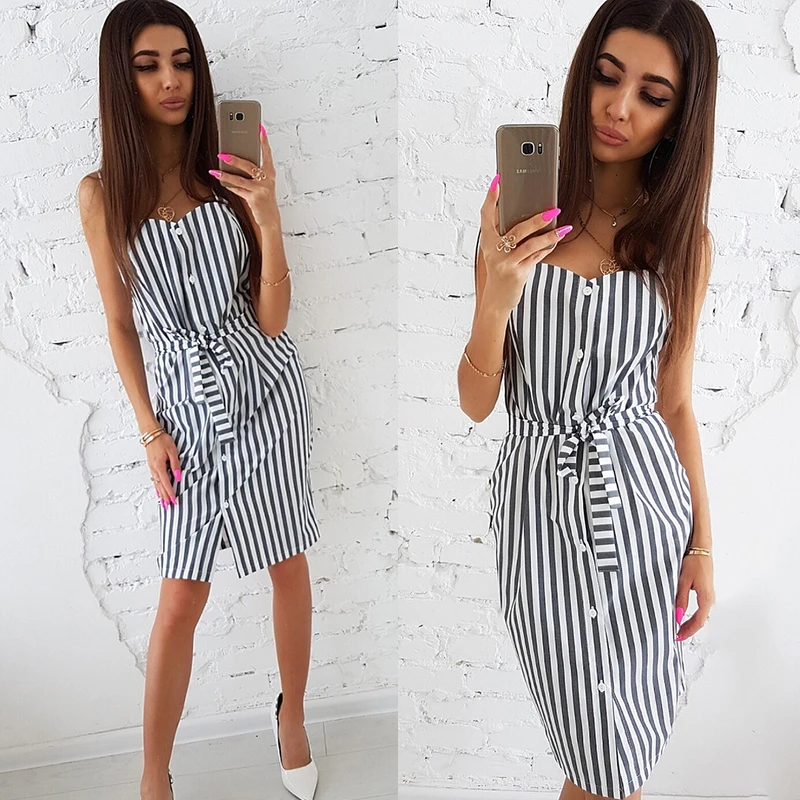 Для женщин 2018 Новый Полосатый квадратный воротник в богемном стиле карандаш