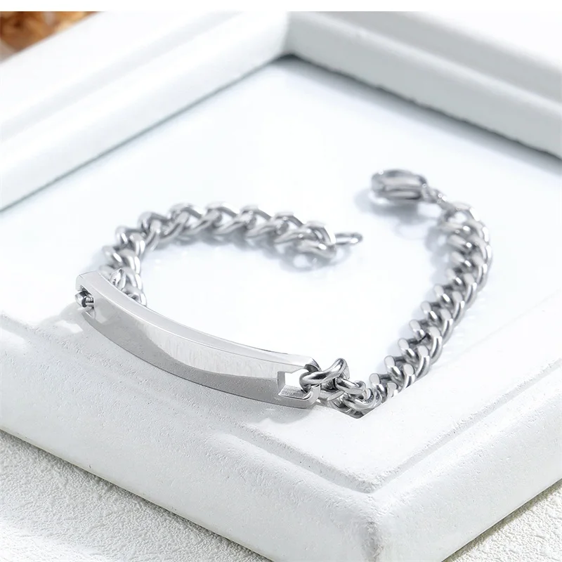 AZIZ BEKKAOUI настраиваемый именной браслет из розового золота, браслеты из нержавеющей стали, индивидуальный логотип, Женские Ювелирные изделия, мужские браслеты для подарка