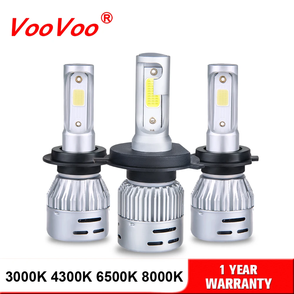 Светодиодный налобный фонарь VooVoo H4 H7 H11 3000K 4300K 6500K 8000K H8 H1 9005 9006 COB противотуманный