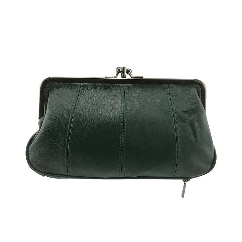 dark green32-16 NICOLE& CO, кошелек для монет из натуральной кожи, Женский кошелек из овечьей кожи, кошелек с металлическим замком, держатель для карт, кошелек на молнии, маленькая сумка - Цвет: dark green32-16