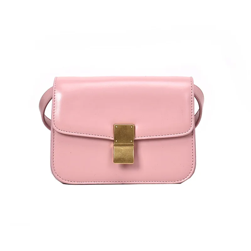Small pink Роскошная брендовая квадратная сумка модная Новая высококачественная женская дизайнерская сумка из искусственной кожи повседневные сумки-мессенджеры через плечо с замком - Цвет: Small pink