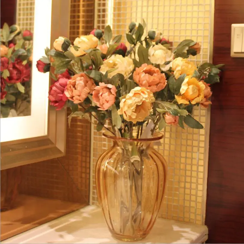 Искусственные цветы Пион поддельные Свадебные украшения удивительные красочные