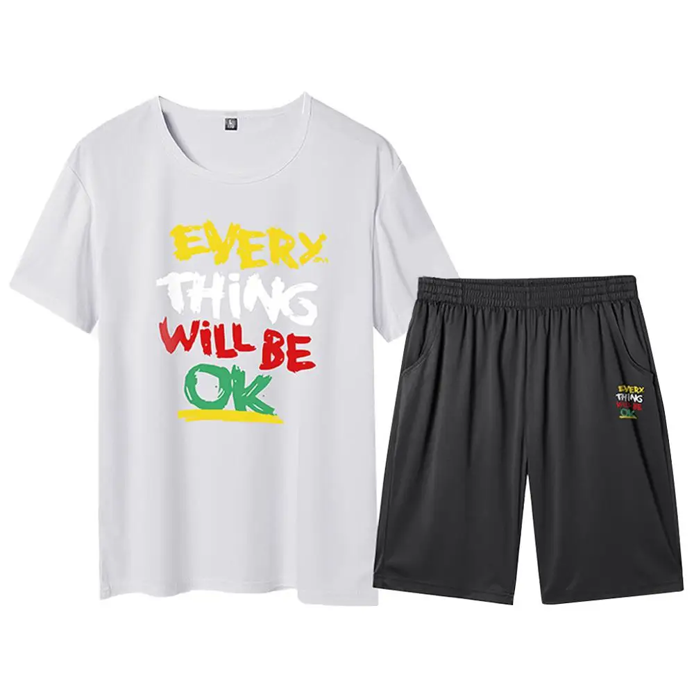 Men's Summer Leisure Fashion Printing Short Sleeve Shorts Fitness Sports Sets | Мужская одежда