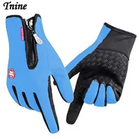 Blue gloves Уличные спортивные зимние теплые перчатки для сенсорного экрана, мужские лыжные перчатки для сноуборда, перчатки для езды на мотоцикле, водонепроницаемые ветрозащитные перчатки - Цвет: Blue gloves