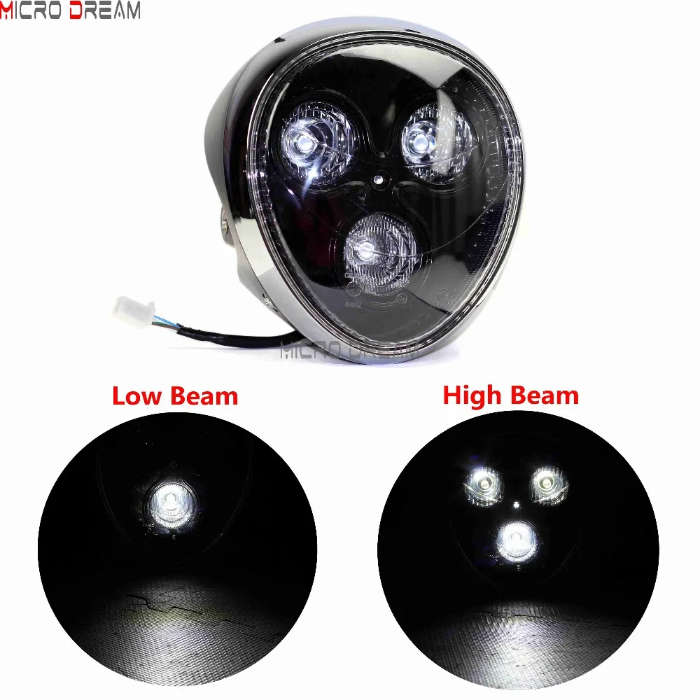 

E-Mark LED Hi/Lo Beam Motorcycle Monkey Face Headlight For Honda Yamaha Chopper Cafe Racer Street Bike Universal Front Headlamp