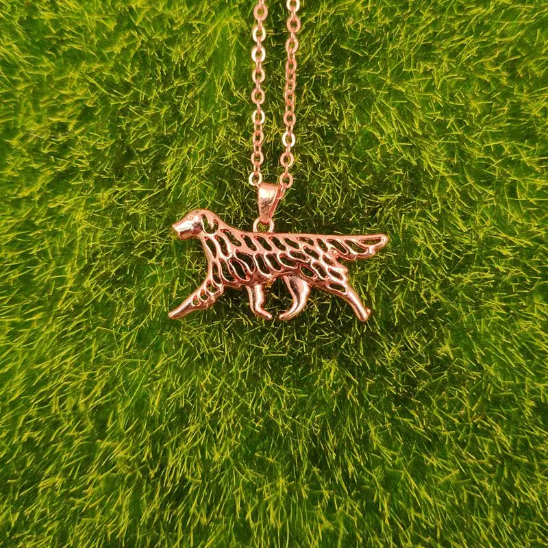 Ожерелье с подвеской в виде собаки ретривера плоским покрытием Золотое и