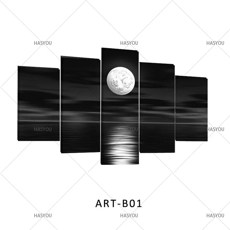 Солнечные морские пейзажи 5 панелей наборы картин ручная роспись абстрактная