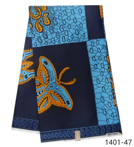 African wax fabric polyester high quality Embroidery real wax african ankara wax prints for dress free shipping 1401-36 - Цвет: 1401-47