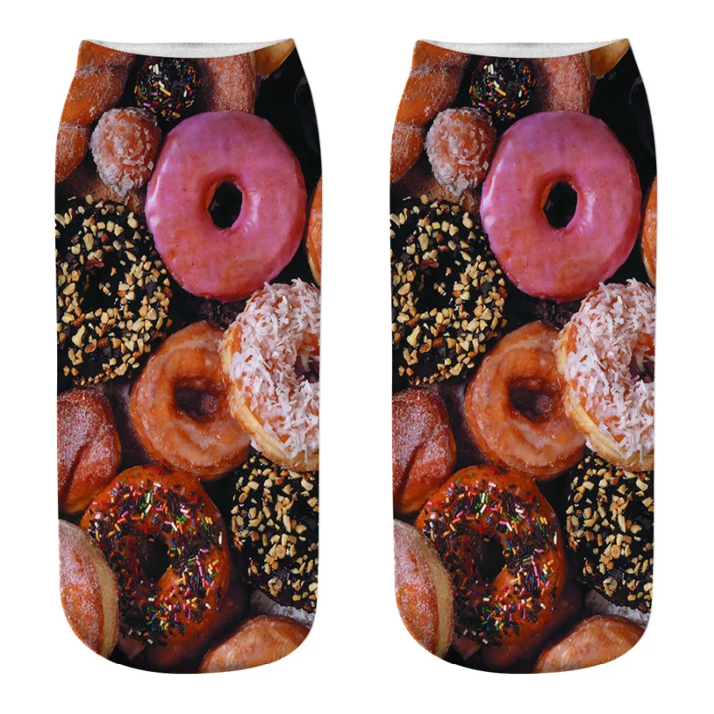 

New 3D digital print socks fashion neutral ankle socks matayaka gourmet donut socks cartoon 3D print socks