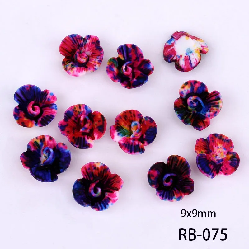 10 шт 3d Цветы для наклеивания на ногти 9 мм смола в огранке кабошон подвески DIY